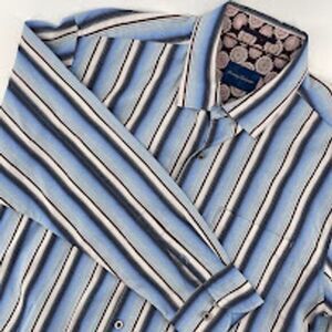 Tommy Bahama Men's‎ Striped Button Down Shirt Casual Long Sleeve Blue White L